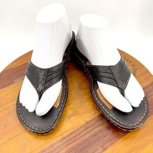 Born Sandals Womens 7/38 Dark Brown Leather Flip Flop Thong Resort Beach Vaca